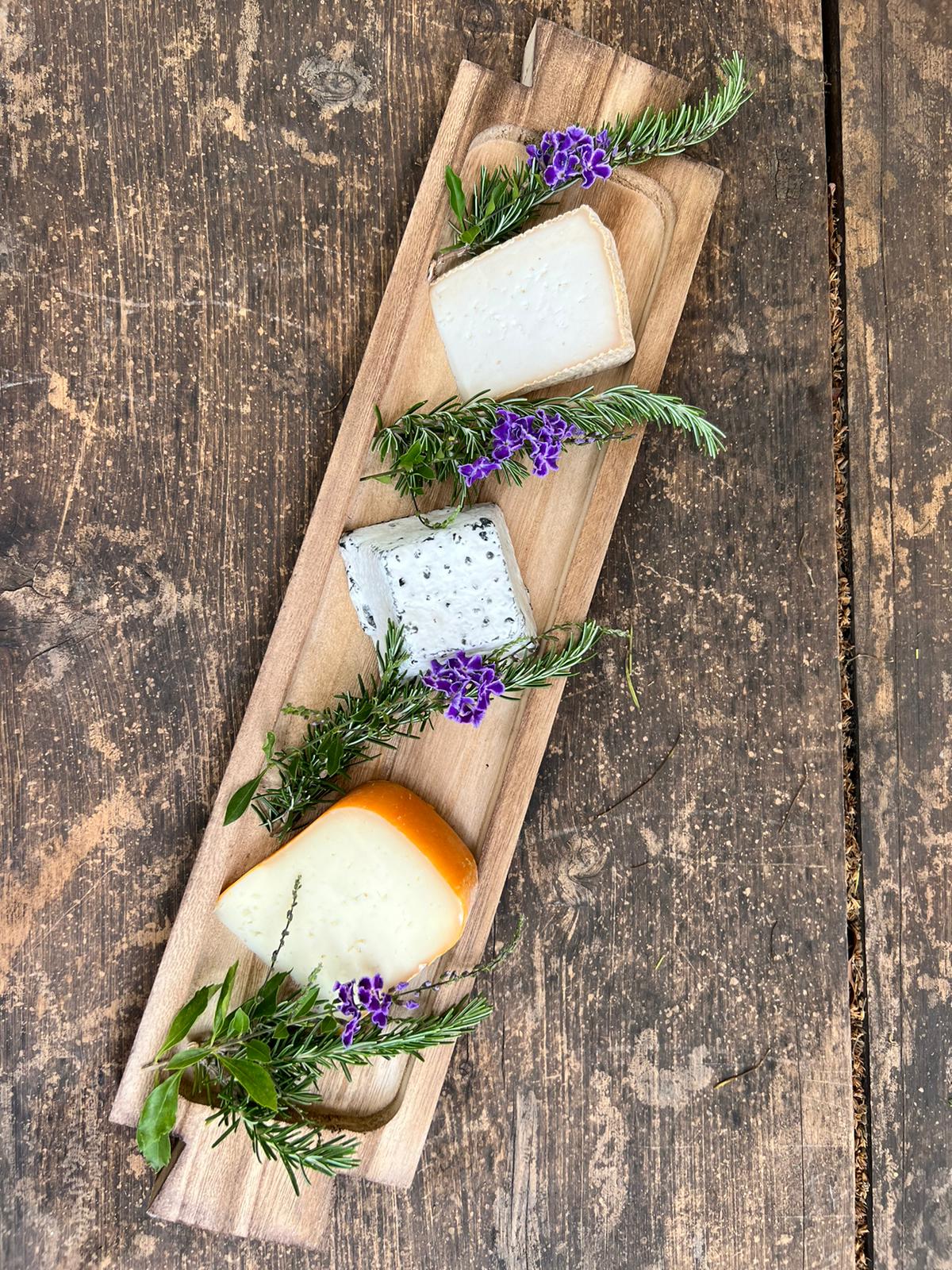 Cheese Platter for 4 Carved Wooden Tray