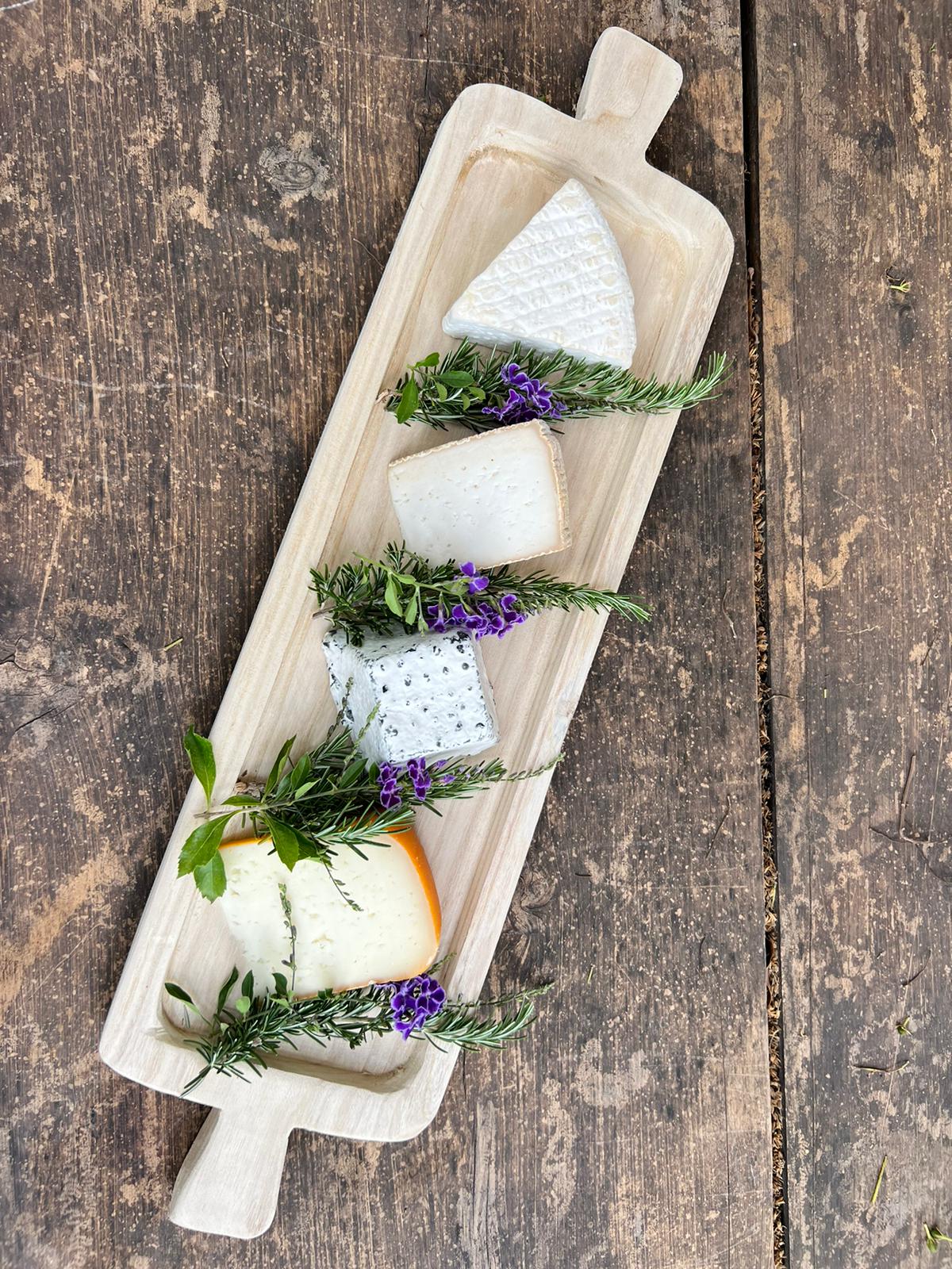 Cheese Platter for 6 Carved Wooden Tray